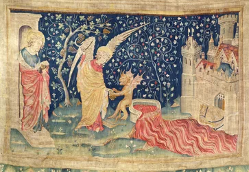Veri virtaa Jumalan vihan suuresta viinikuurnasta, nro 55 "Angersin maailmanloppu", 1373-87 (kuvakudos)